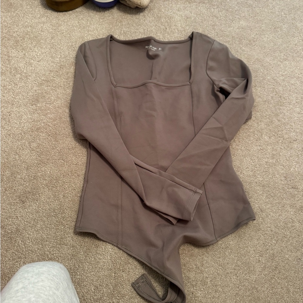 Abercrombie & Fitch Taupe Long Sleeve Bodysuit